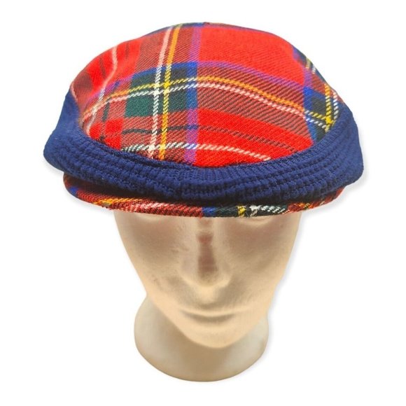The Glenway Cap Other - Vintage The Glenway Cap 100% Wool Blue/Red Plaid Golf Cap Scotland 13600